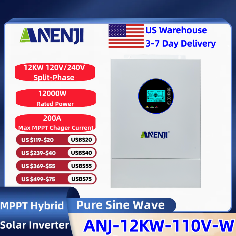 Drone Solar Charger - ANENJI Inverter Surya Hibrida Split-phase 120V/240V